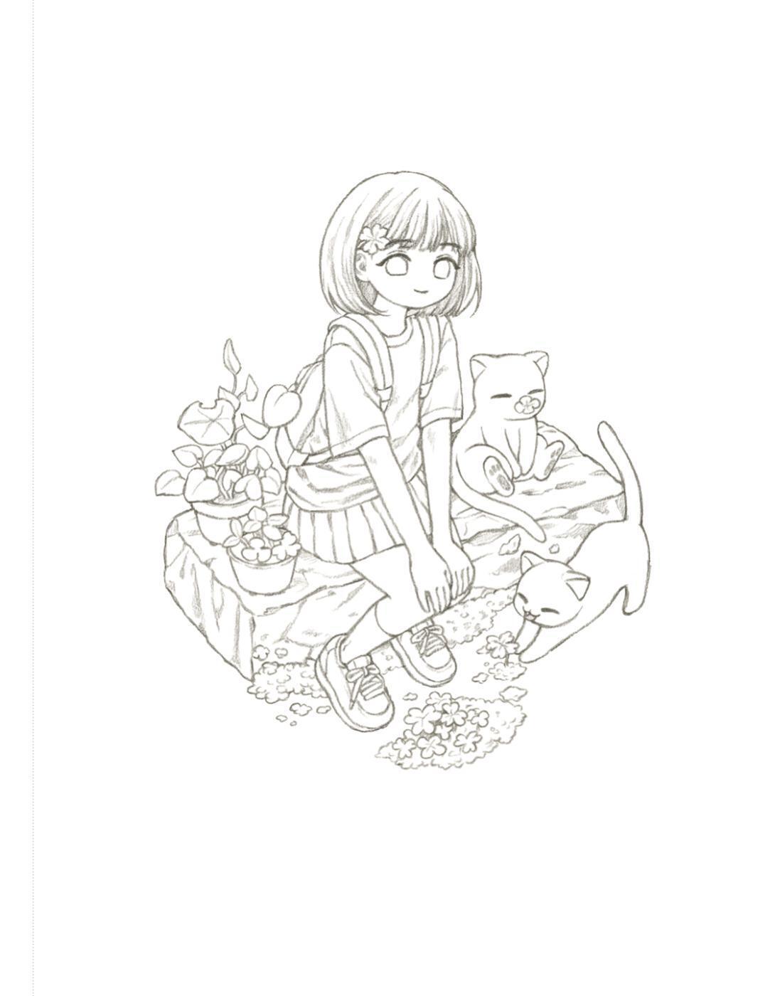 Rowon’s Cat and Girl's Day Coloring Book - Korean Illustration