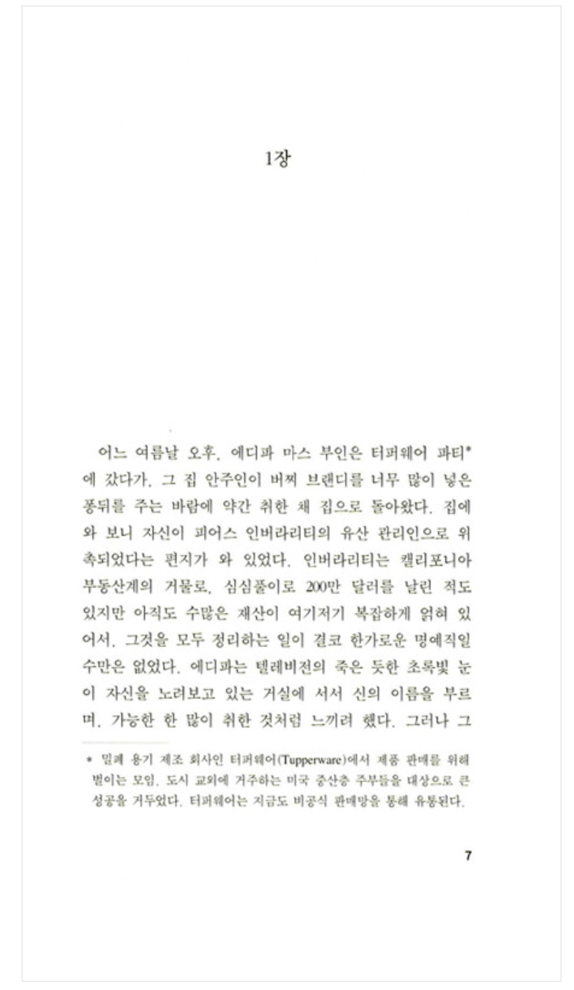 Sample page from The Crying of Lot 49 Novel by Thomas Pynchon Korean Edition
