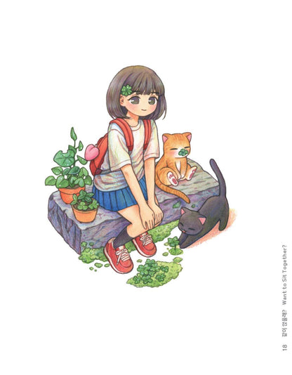 Rowon’s Cat and Girl's Day Coloring Book - Korean Illustration
