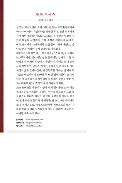 Author Introduction of Me Before You Jojo Moyes in the Korean edition