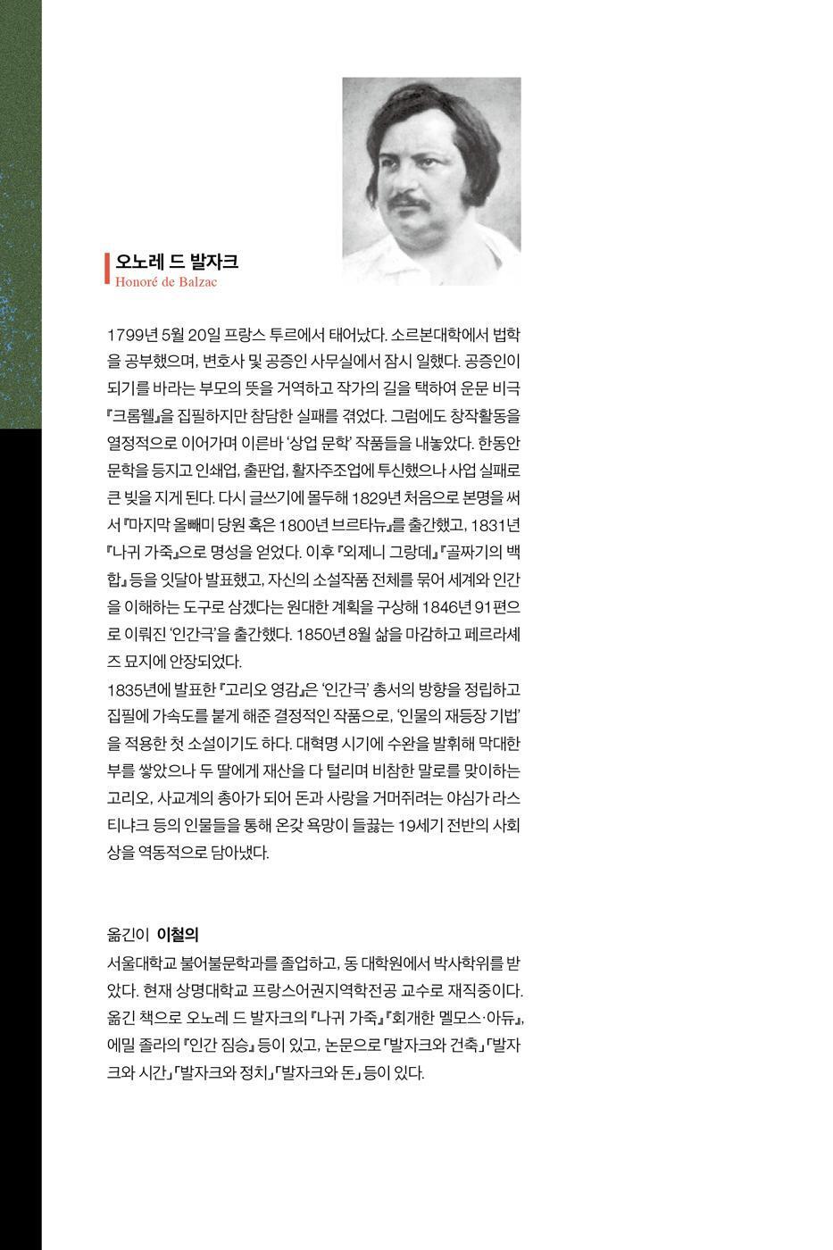 Father Goriot (Le Père Goriot) by Honoré de Balzac Korean Edition