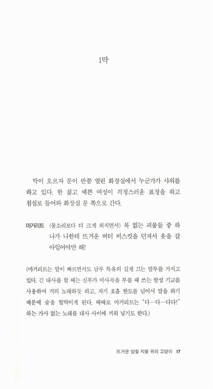Cat on a Hot Tin Roof Play by Tennessee Williams | Korean Edition