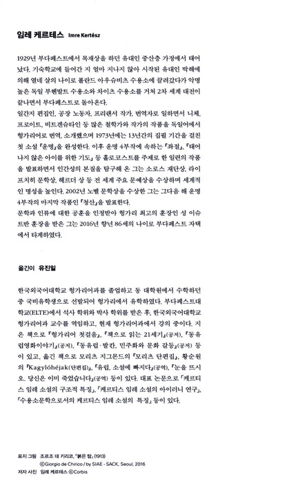 Fatelessness (Sorstalanság) by Imre Kertész | Korean Edition