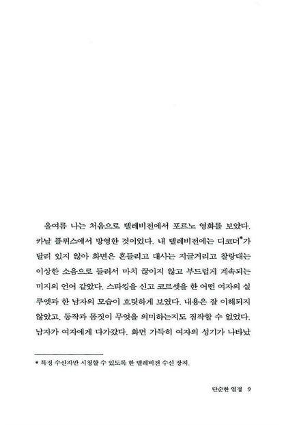Simple passion Book by Annie Ernaux Korean Edition
